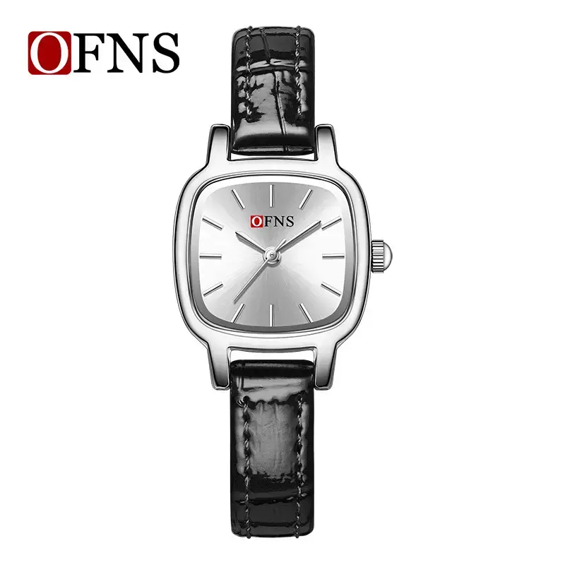 Ofns Gold Quartz Women's Watch Black Leather Band - Image 7
