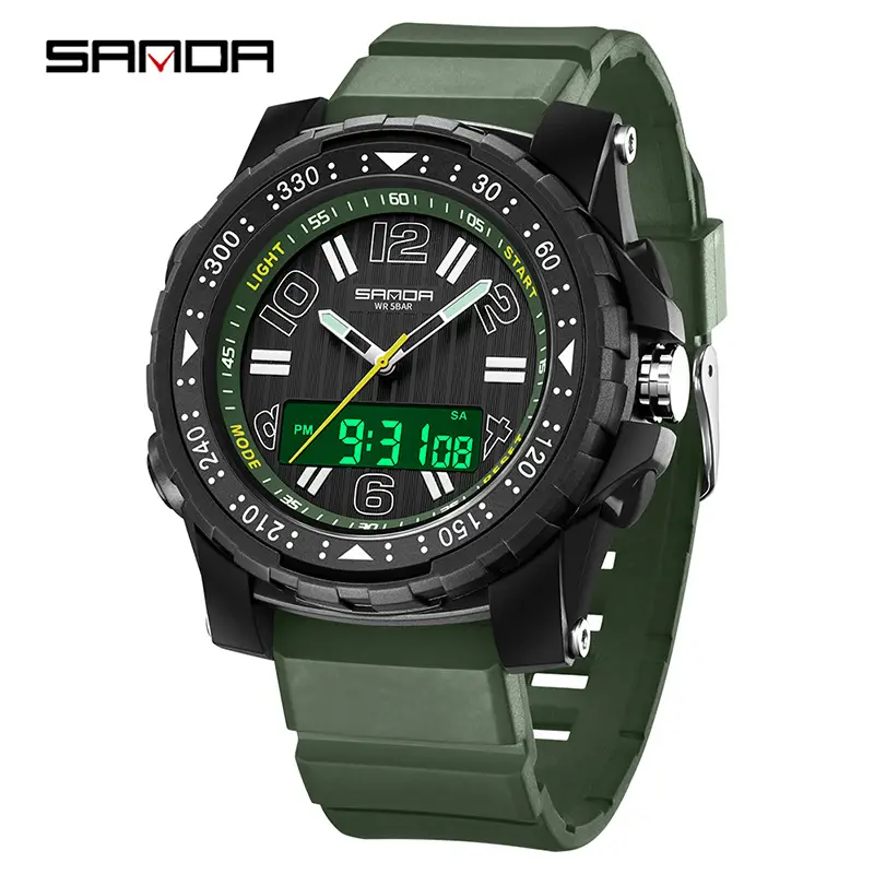 Sanda Black Waterproof Digital Men's Watch - Image 9