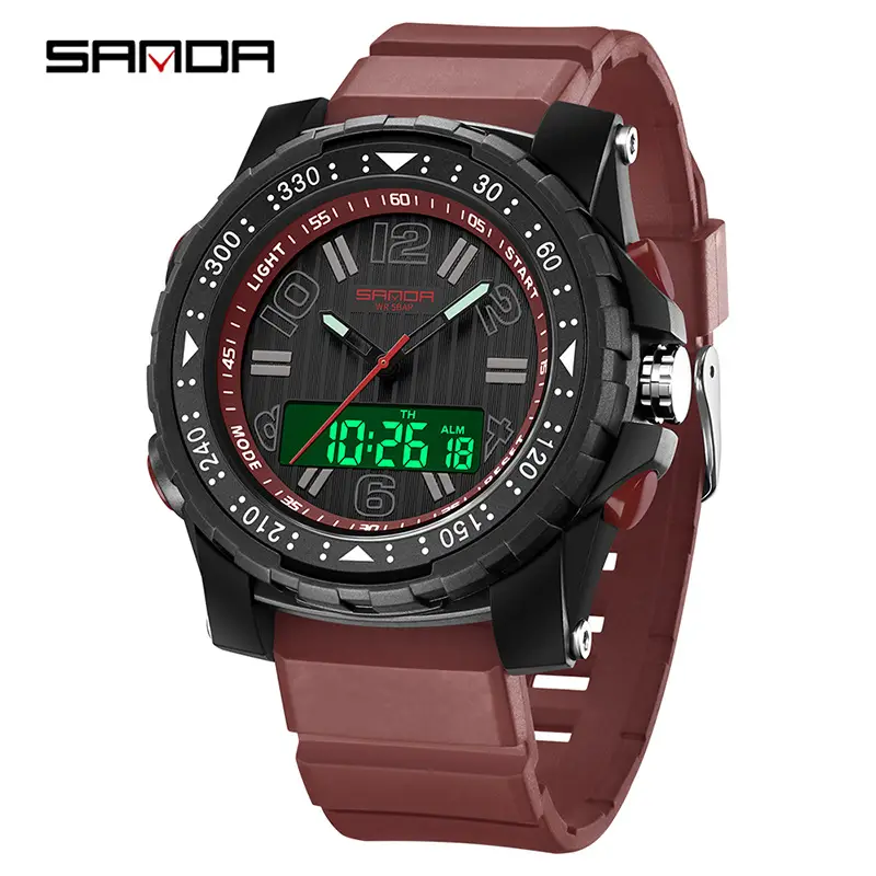 Sanda Black Waterproof Digital Men's Watch - Image 3