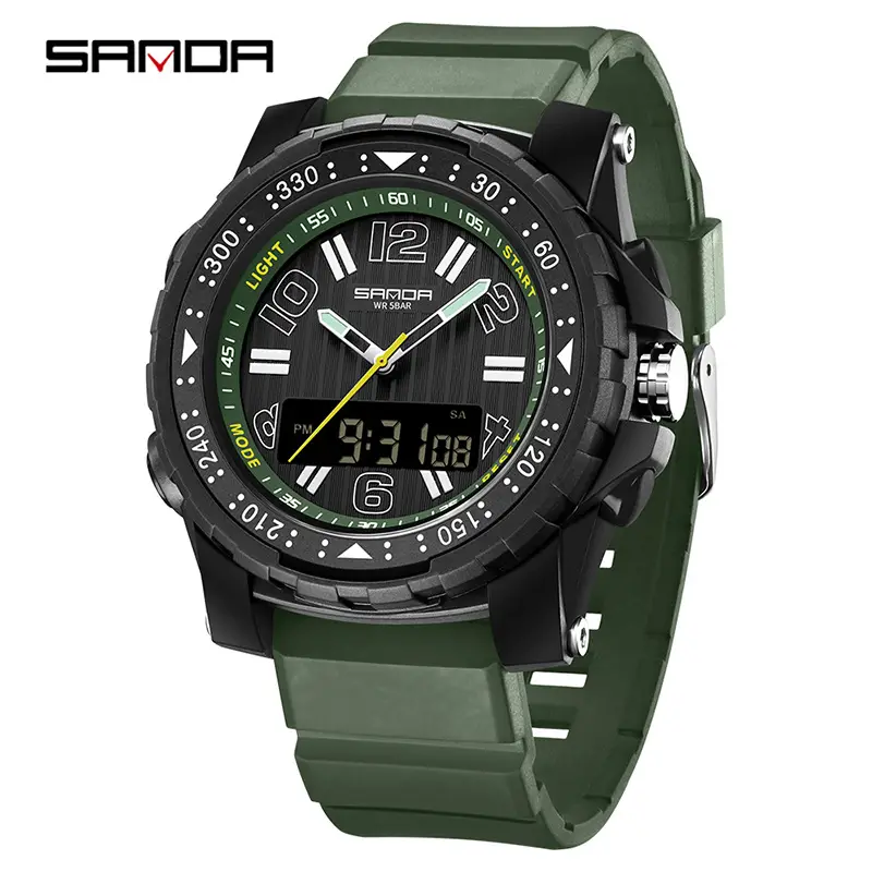 Sanda Black Waterproof Digital Men's Watch - Image 4