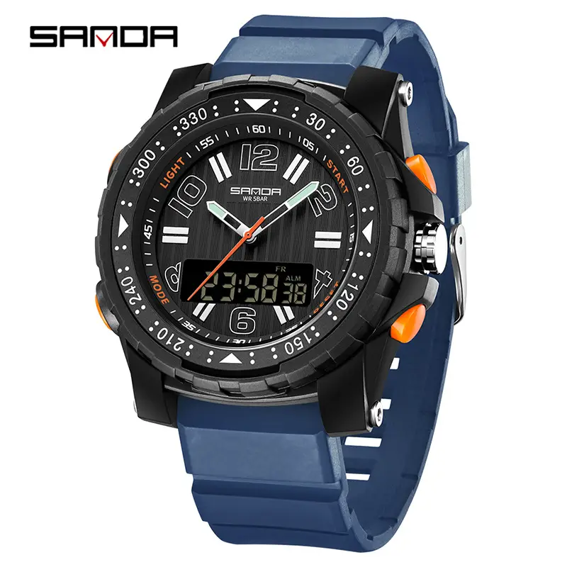 Sanda Black Waterproof Digital Men's Watch - Image 6