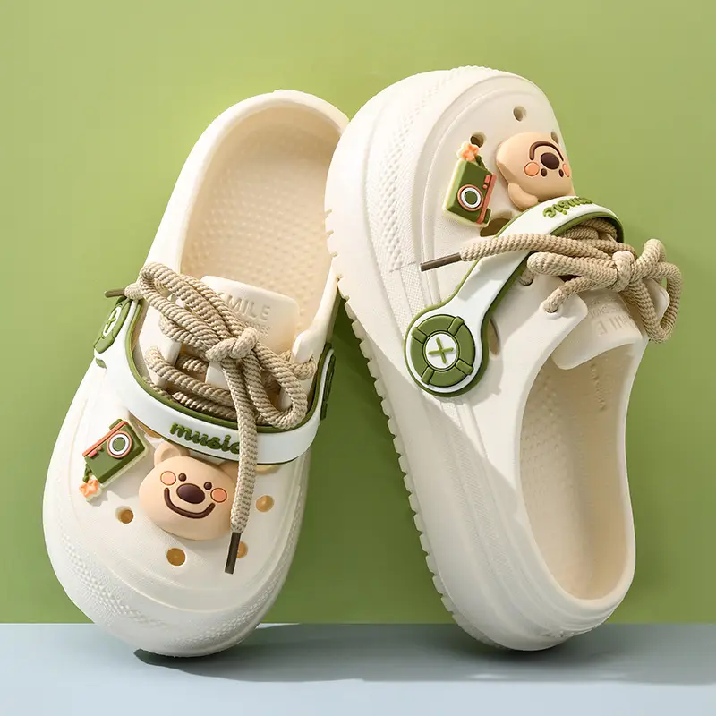 Cartoon Hole Shoes Women's Thick Slip-on Eva Outwear Slippers Soft All-match Non-slip Heightened Beach Toe Slippers - Image 6