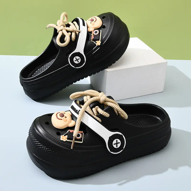 Cartoon Hole Shoes Women's Thick Slip-on Eva Outwear Slippers Soft All-match Non-slip Heightened Beach Toe Slippers - Image 8