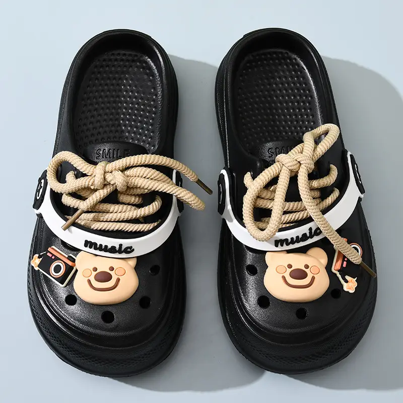 Cartoon Hole Shoes Women's Thick Slip-on Eva Outwear Slippers Soft All-match Non-slip Heightened Beach Toe Slippers - Image 2