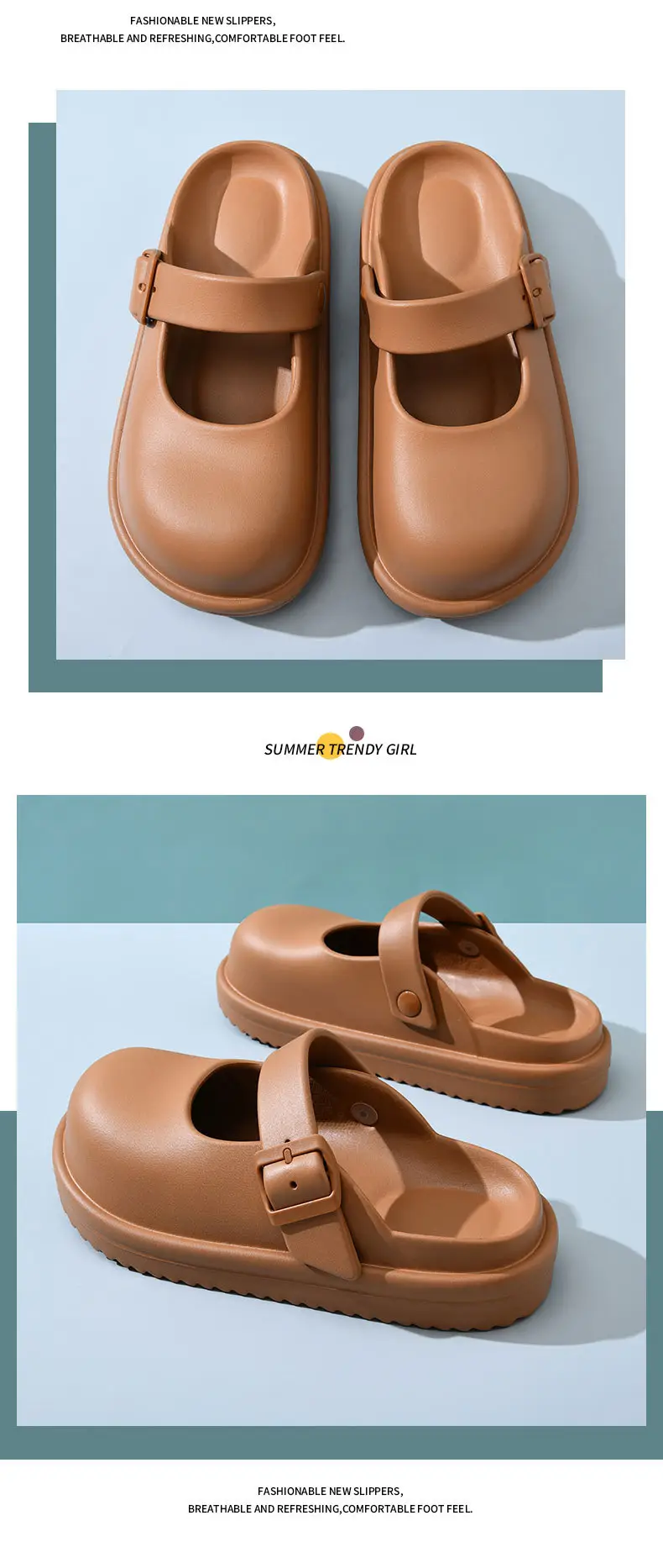 Women's Cream EVA Thick Slippers Summer — feature 8