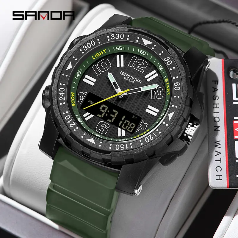Sanda Digital Watch Orange Strap Waterproof Sports Watch - Image 4