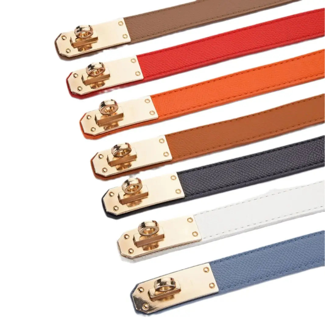 Women's Black Leather Belt with Gold Buckle - Image 21