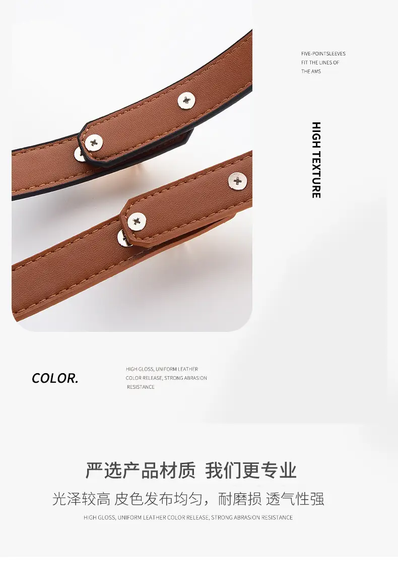 Women's Black Leather Belt with Gold Buckle — feature 20