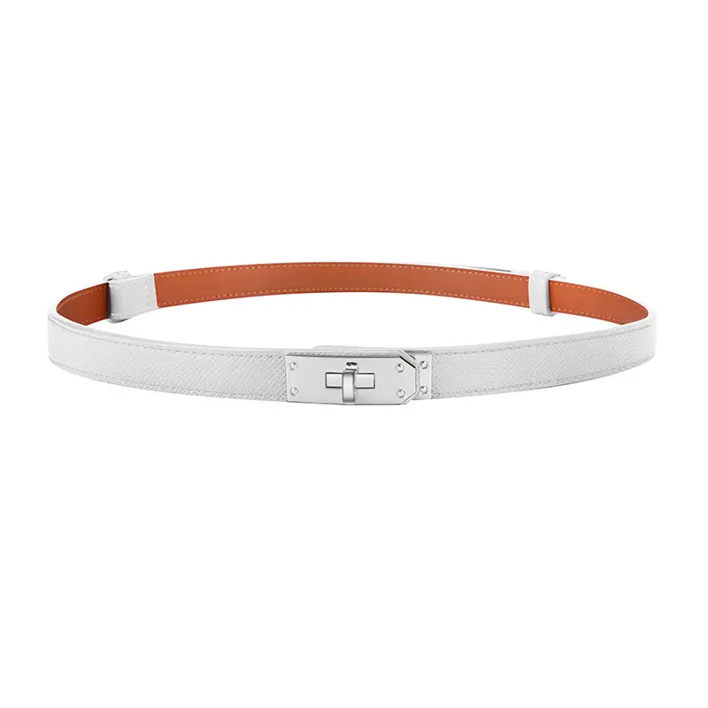 Women's Black Leather Belt with Gold Buckle - Image 10