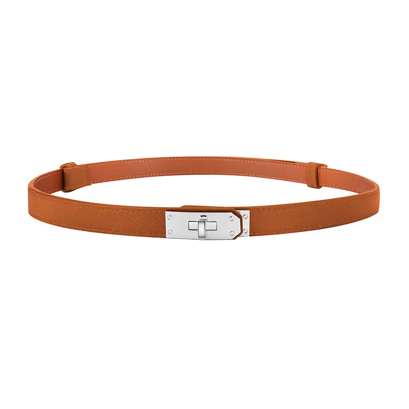 Women's Black Leather Belt with Gold Buckle - Image 12