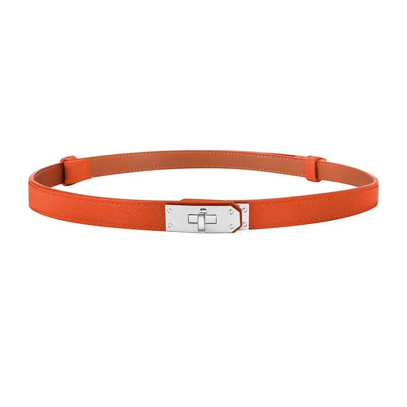 Women's Black Leather Belt with Gold Buckle - Image 13