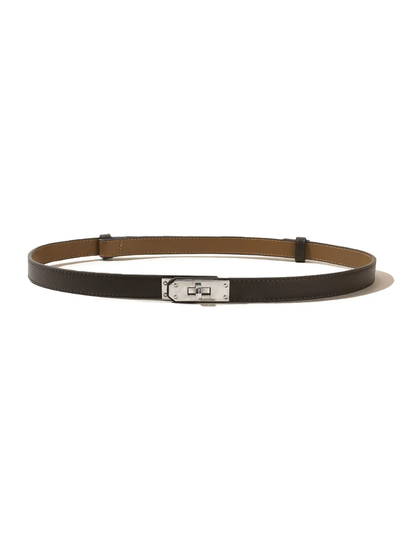 Women's Black Leather Belt with Gold Buckle - Image 14