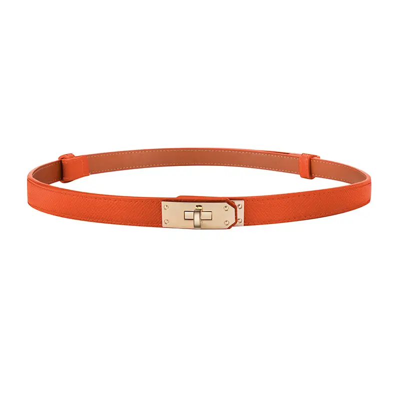 Women's Black Leather Belt with Gold Buckle - Image 5
