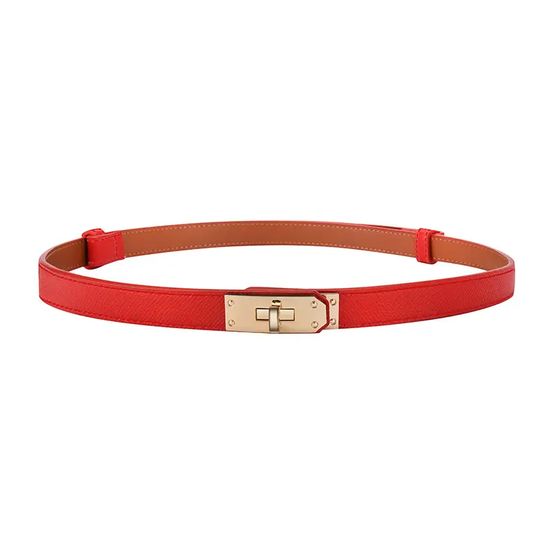 Women's Black Leather Belt with Gold Buckle - Image 6