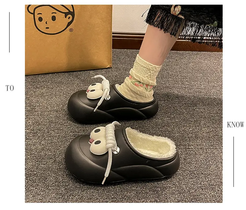 Bag heel waterproof cotton slippers women's new winter wear fleece-lined thickened student girlfriends thick-soled cotton shoes women's wholesale — feature 12