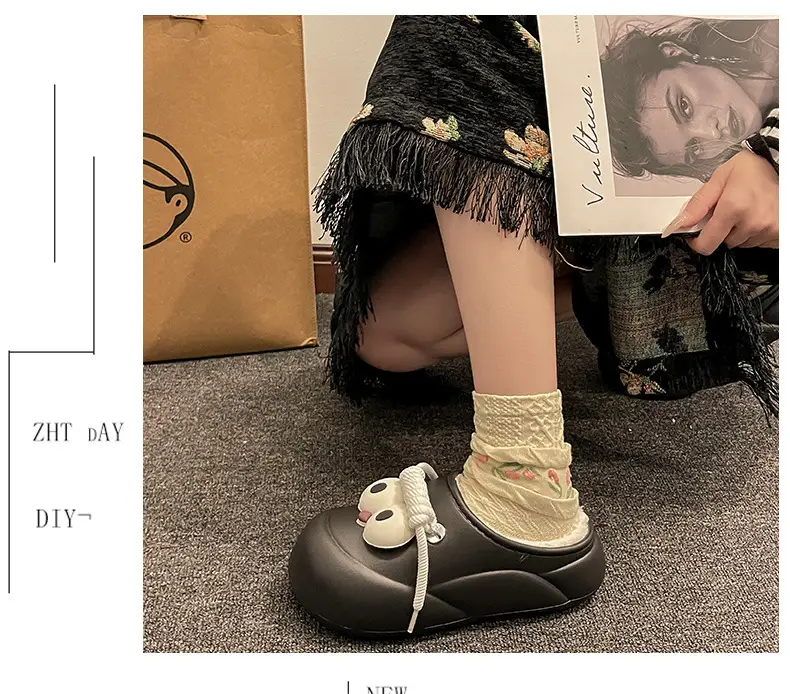 Bag heel waterproof cotton slippers women's new winter wear fleece-lined thickened student girlfriends thick-soled cotton shoes women's wholesale — feature 14