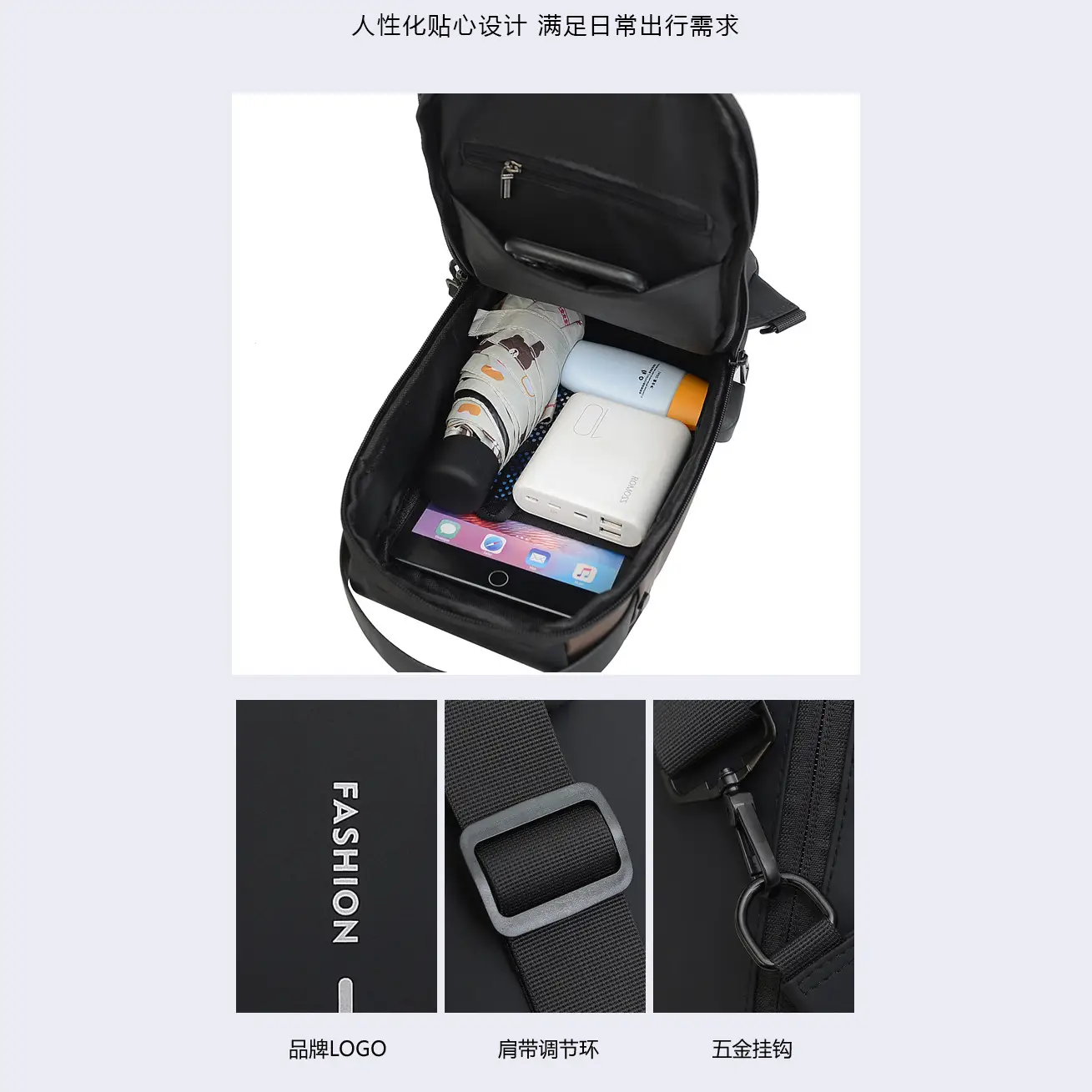 Men's Blue Brown Crossbody Bag with Password Lock - Image 15