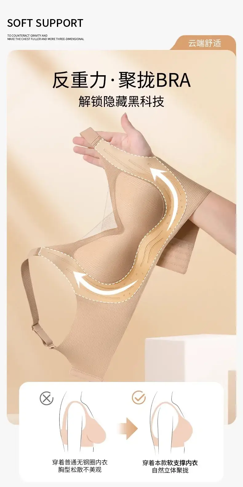 Traceless Push Up Bra Women Soft Lace Up Anti Sagging — feature 3