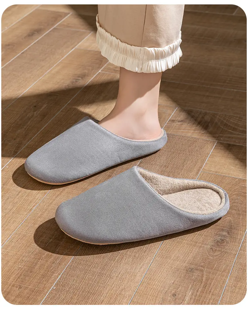 Cotton Slippers for Women, Autumn and Winter, Couples' Home Use, Indoor Maternity Warm Thick-Soled Non-Slip Home Plush Slippers for Men — feature 4