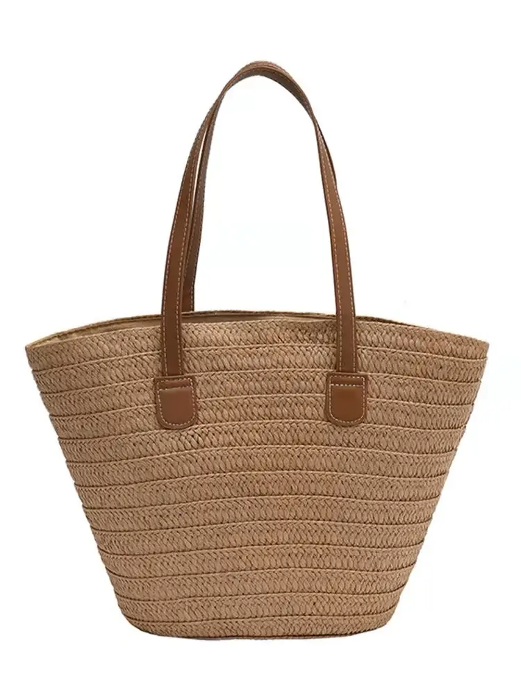 Women Straw Woven Tote Bag Large Capacity Beach Bag - Image 8
