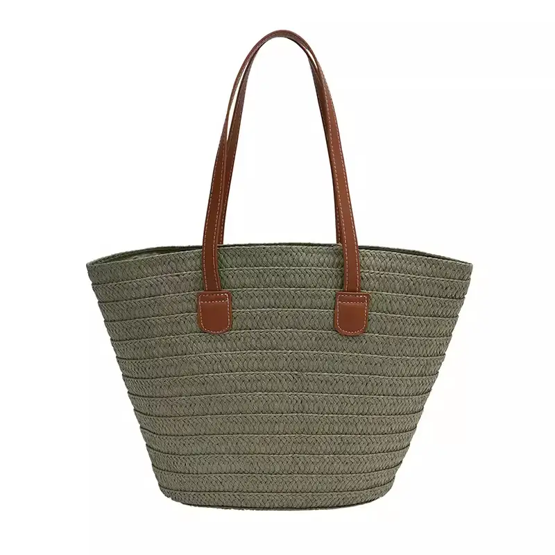 Women Straw Woven Tote Bag Large Capacity Beach Bag - Image 3