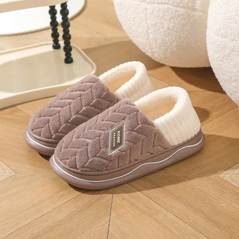 Cixi Cotton Slippers Women's Thick Sole Winter Home Spring and Autumn Indoor Non-slip Warm Moon Shoes Home Couple Men's - Image 8