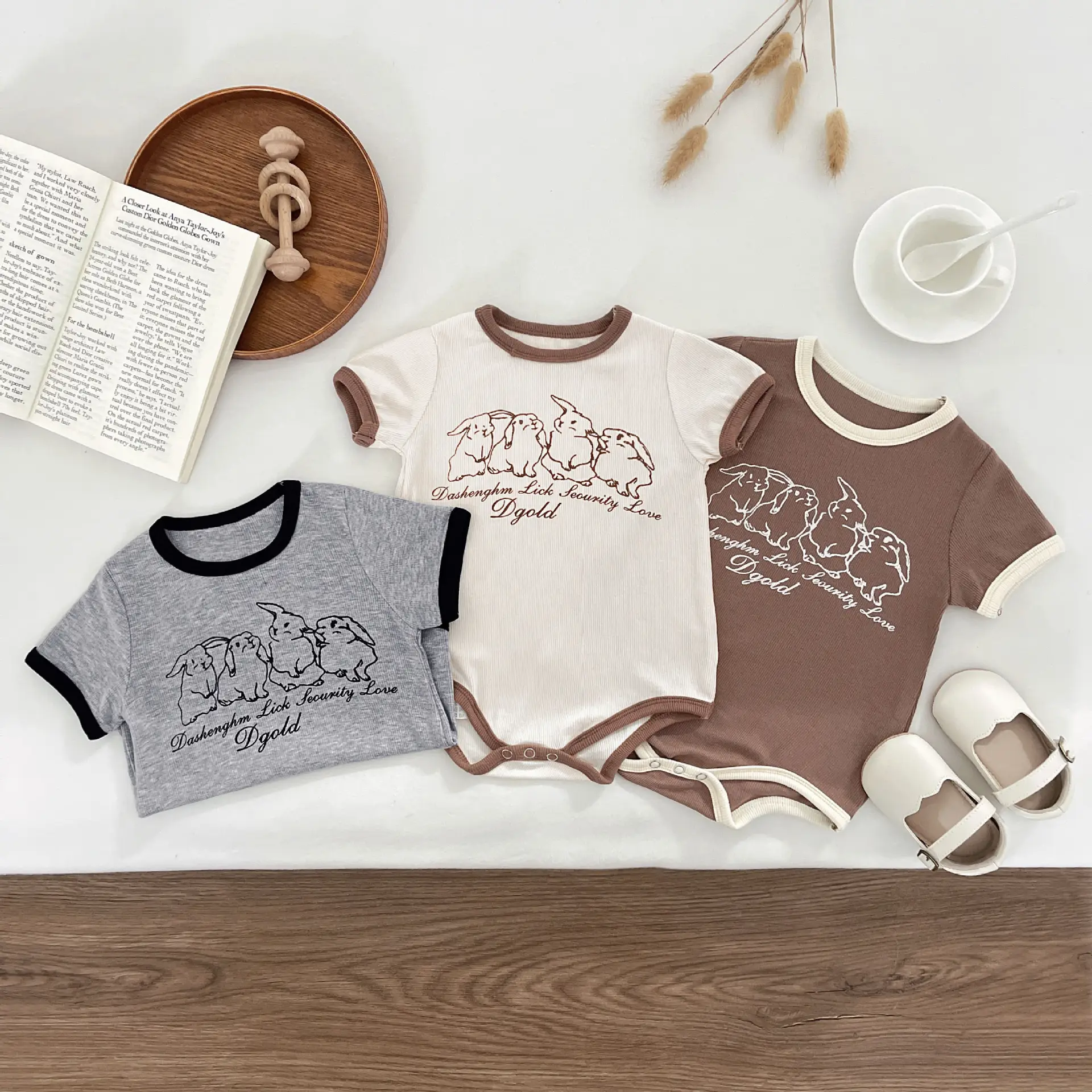 Korean Style Women Cotton T-Shirt Brown 8M - Image 4
