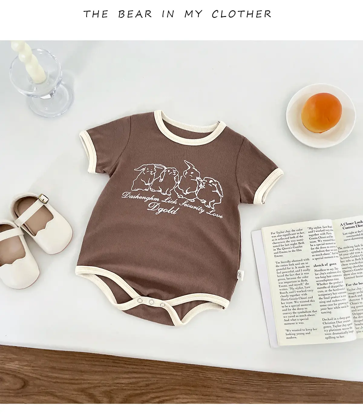 Korean Style Women Cotton T-Shirt Brown 8M — feature 7
