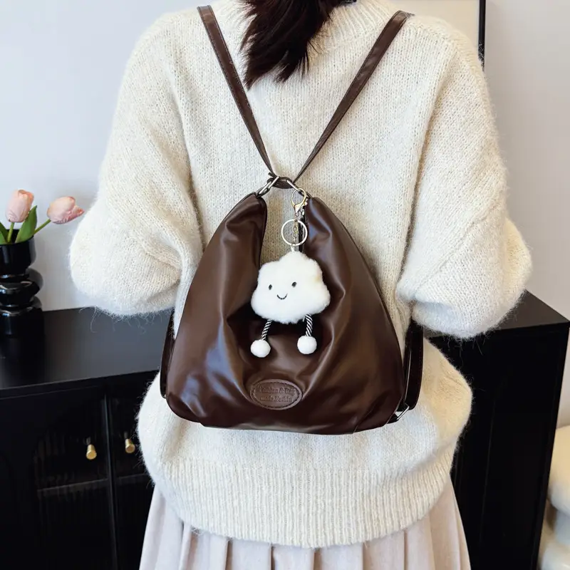 Japanese Style Tan Shoulder Bag with Adjustable Strap - Image 10