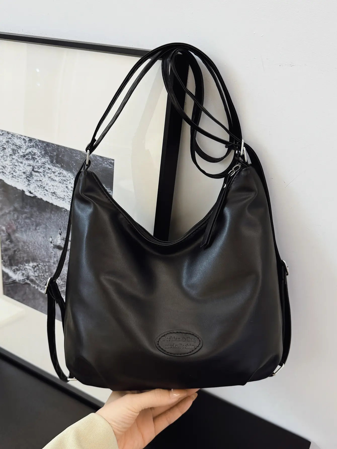 Japanese Style Tan Shoulder Bag with Adjustable Strap — feature 12