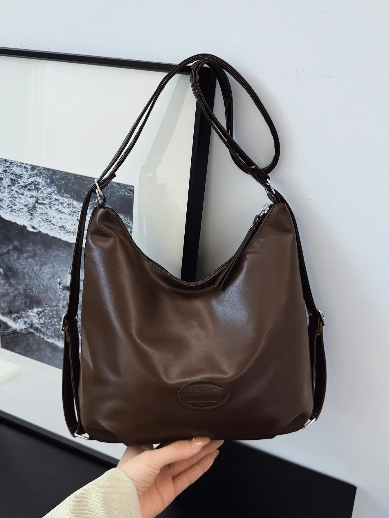 Japanese Style Tan Shoulder Bag with Adjustable Strap — feature 14