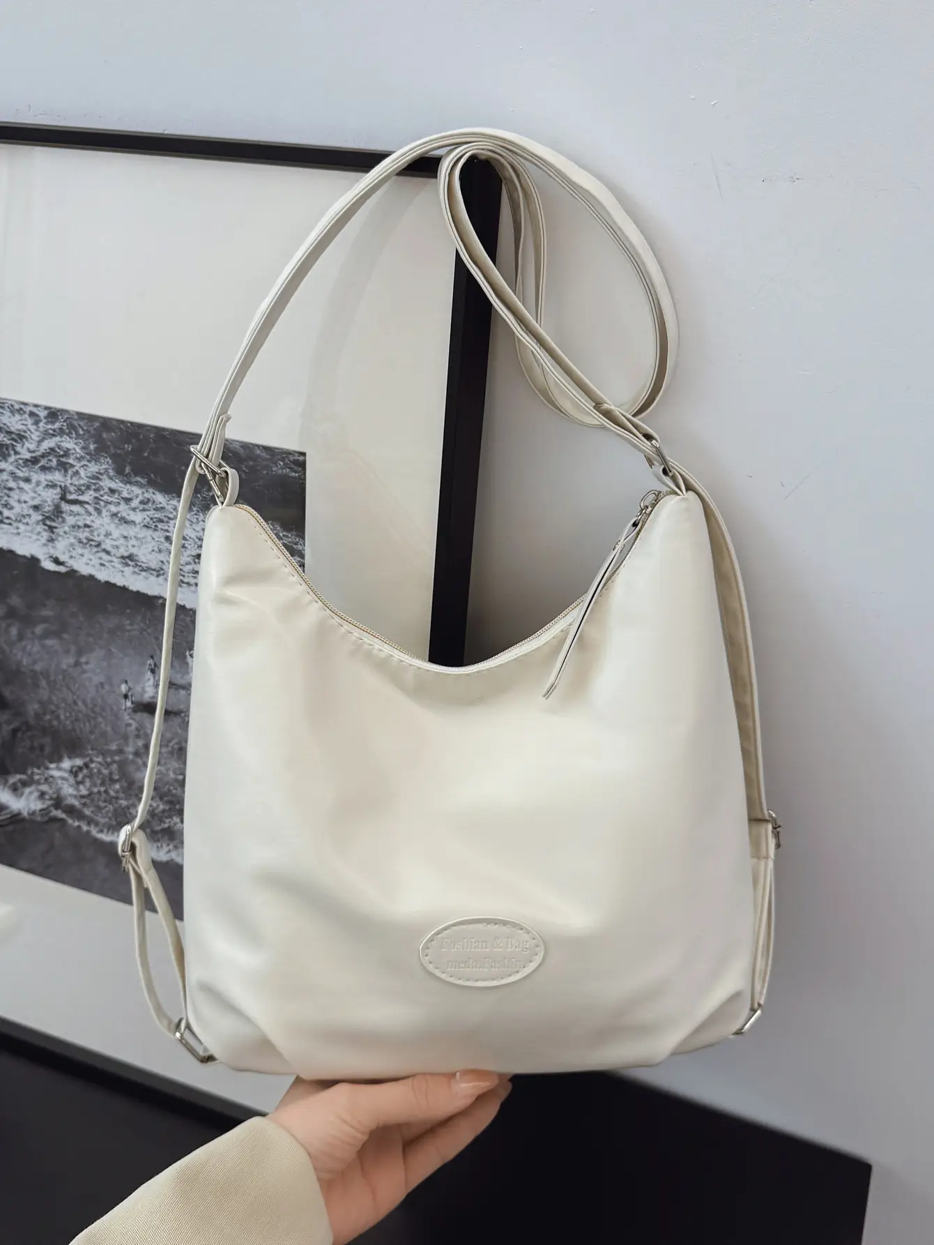 Japanese Style Tan Shoulder Bag with Adjustable Strap — feature 15