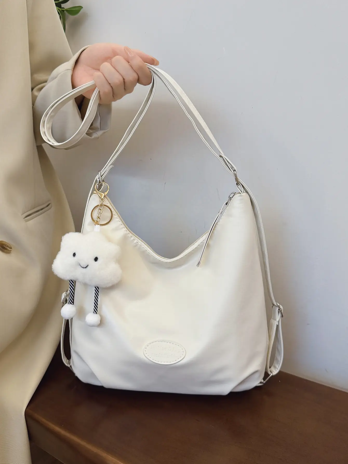 Japanese Style Tan Shoulder Bag with Adjustable Strap — feature 18