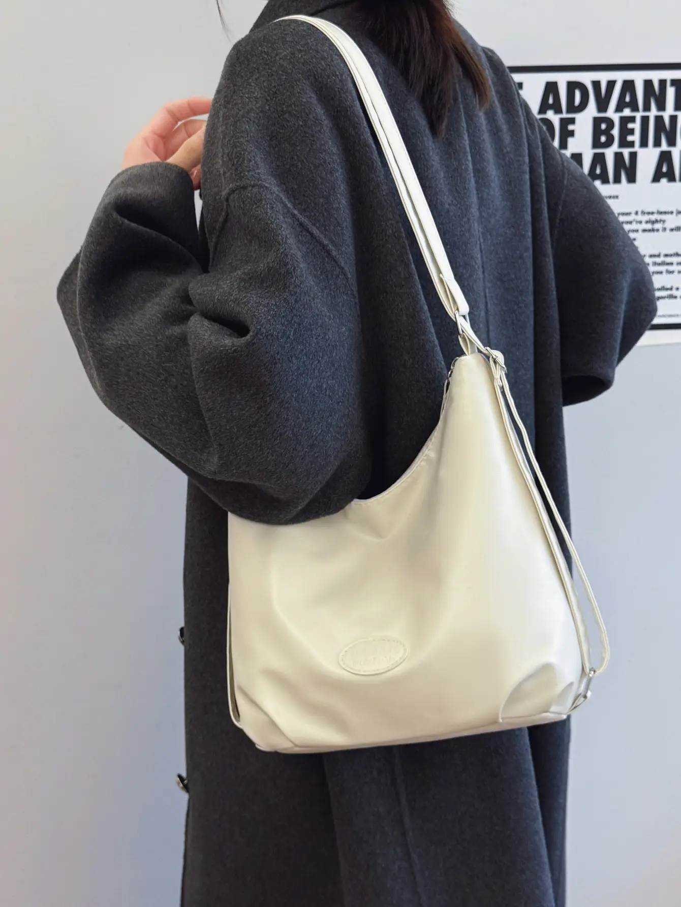 Japanese Style Tan Shoulder Bag with Adjustable Strap — feature 20