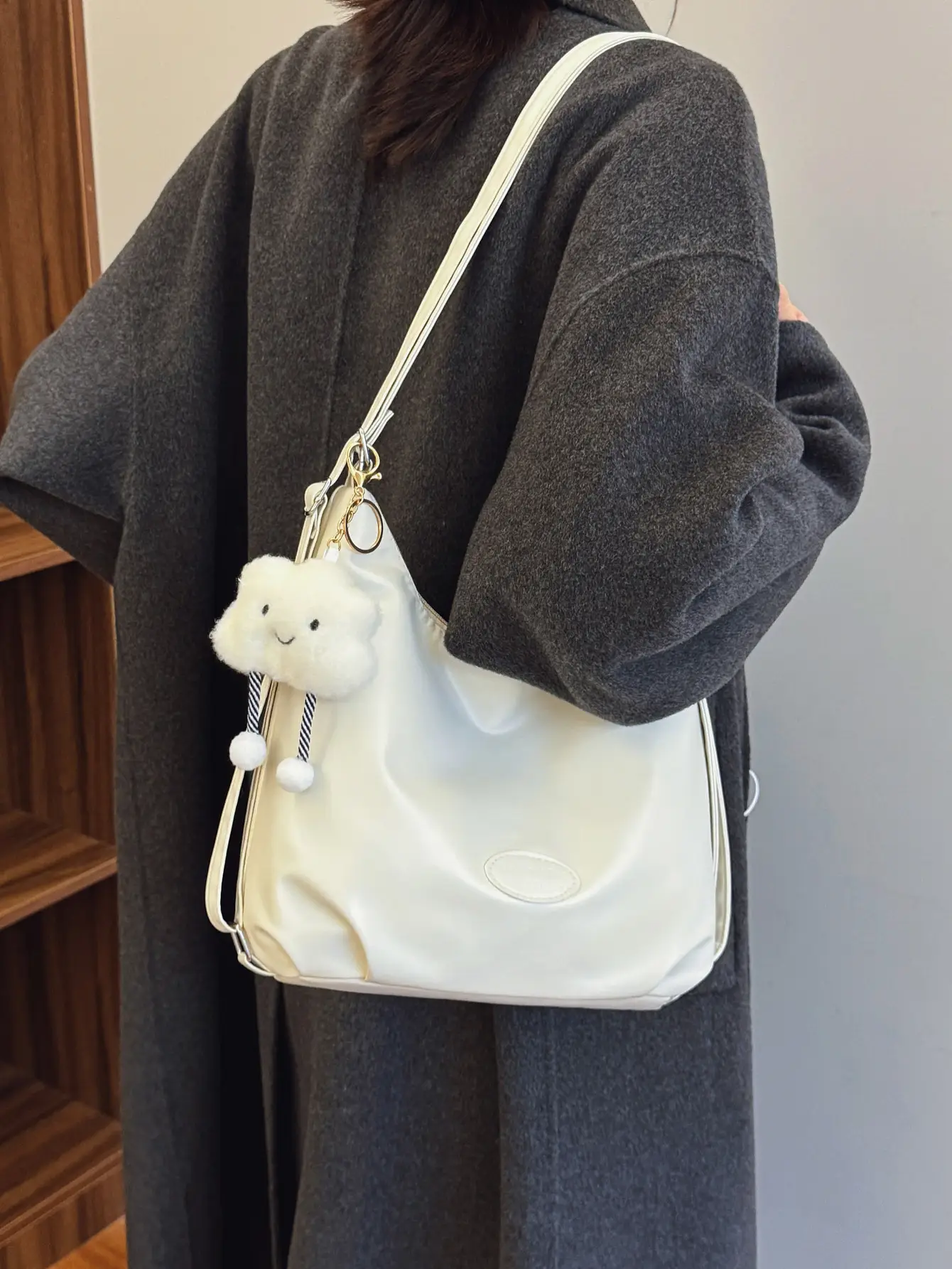 Japanese Style Tan Shoulder Bag with Adjustable Strap — feature 22