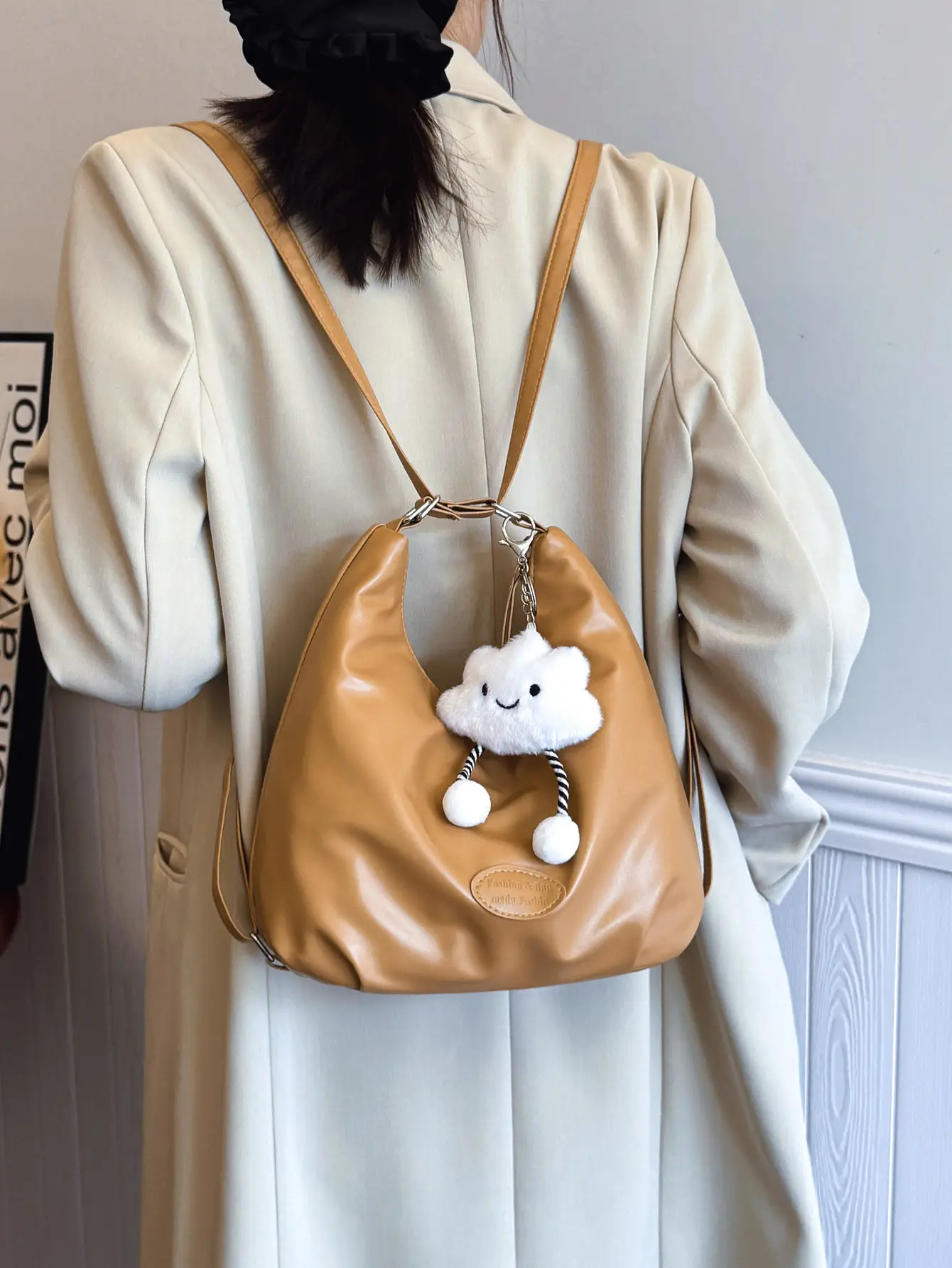 Japanese Style Tan Shoulder Bag with Adjustable Strap — feature 25