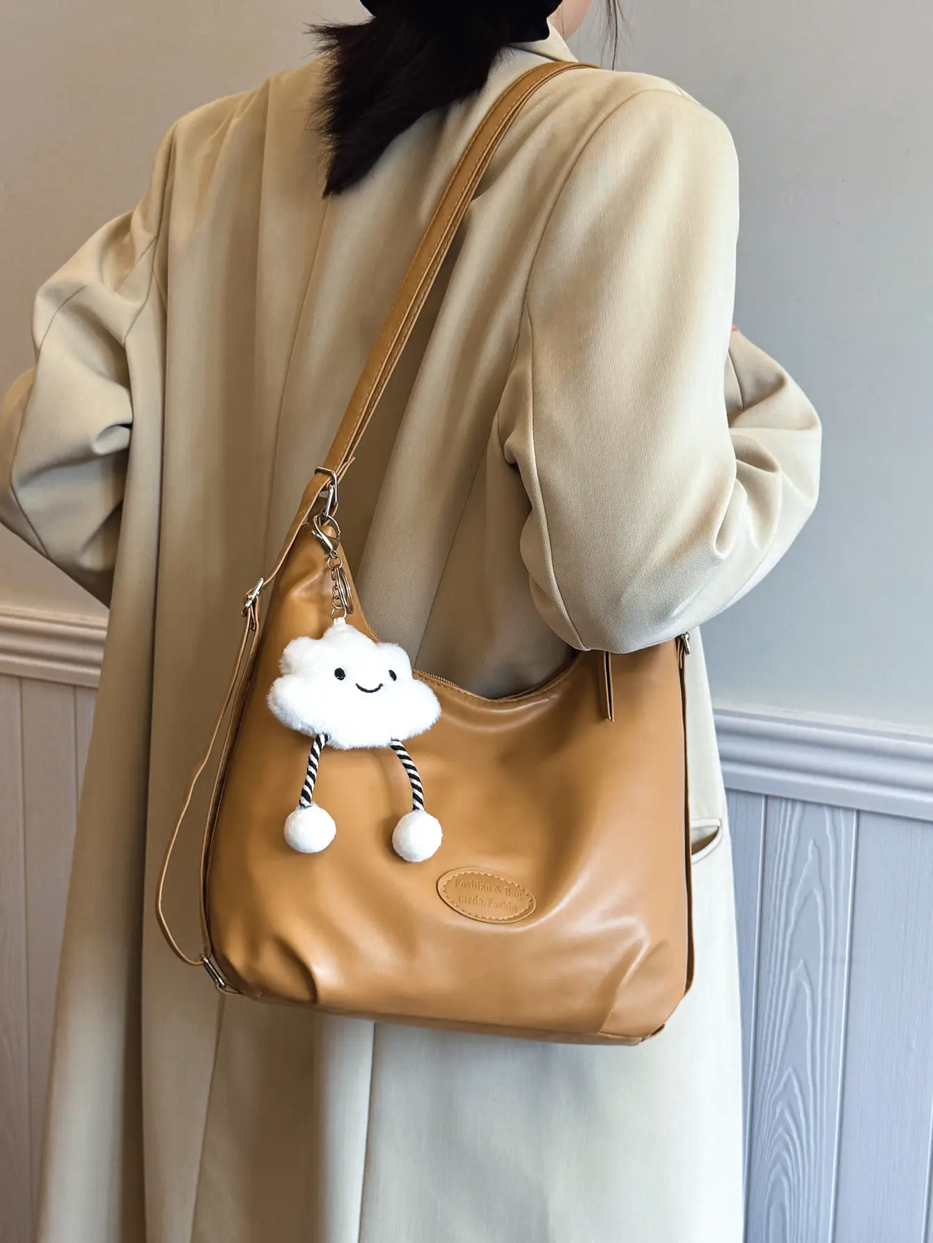 Japanese Style Tan Shoulder Bag with Adjustable Strap — feature 26