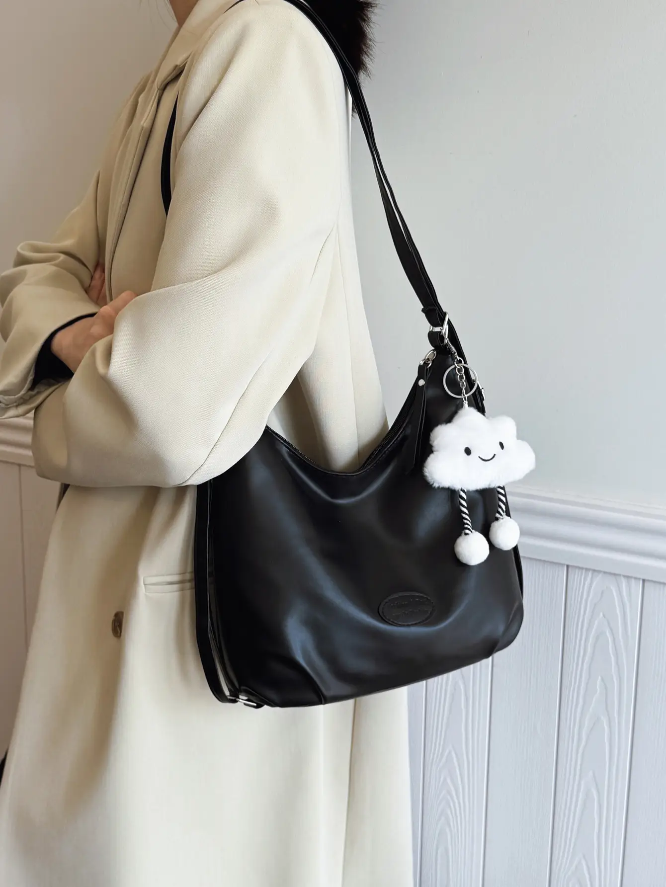 Japanese Style Tan Shoulder Bag with Adjustable Strap — feature 27