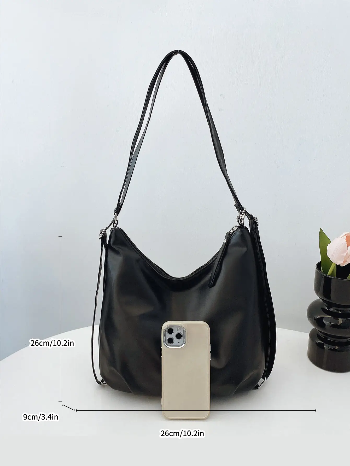 Japanese Style Tan Shoulder Bag with Adjustable Strap — feature 5