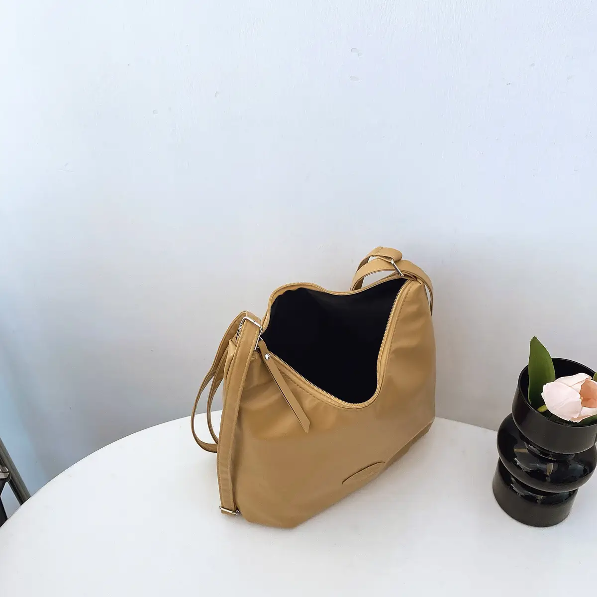 Japanese Style Tan Shoulder Bag with Adjustable Strap — feature 8