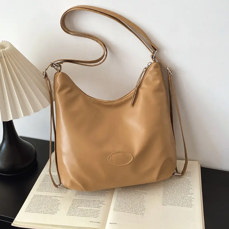 Japanese Style Tan Shoulder Bag with Adjustable Strap - Image 2