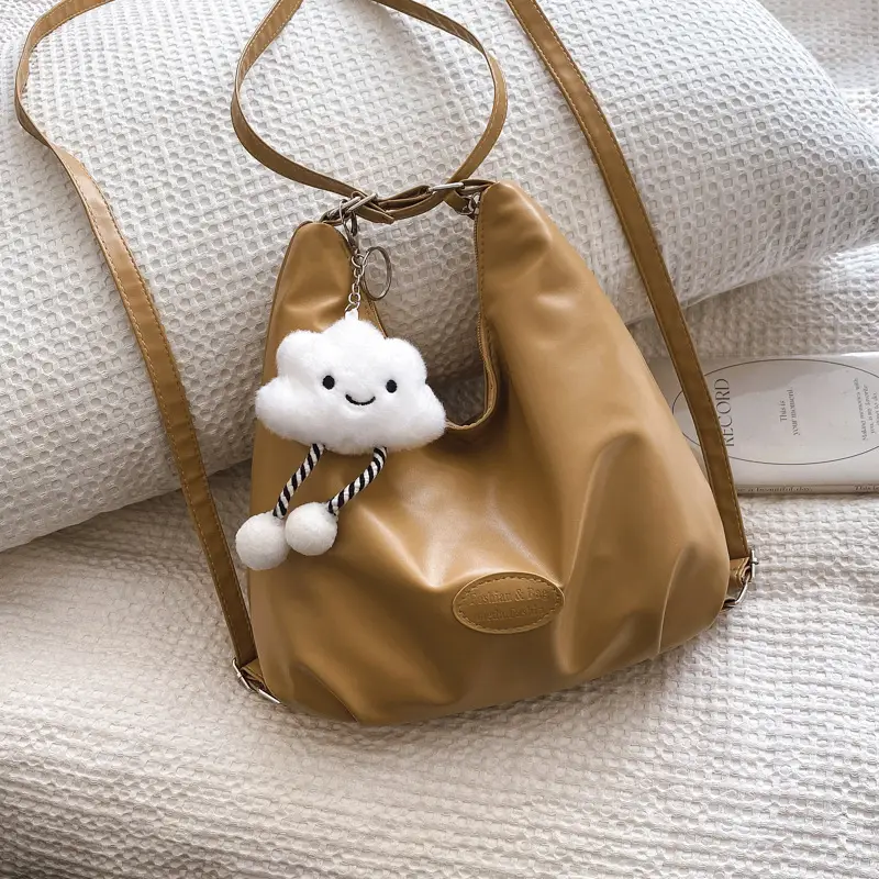 Japanese Style Tan Shoulder Bag with Adjustable Strap - Image 6