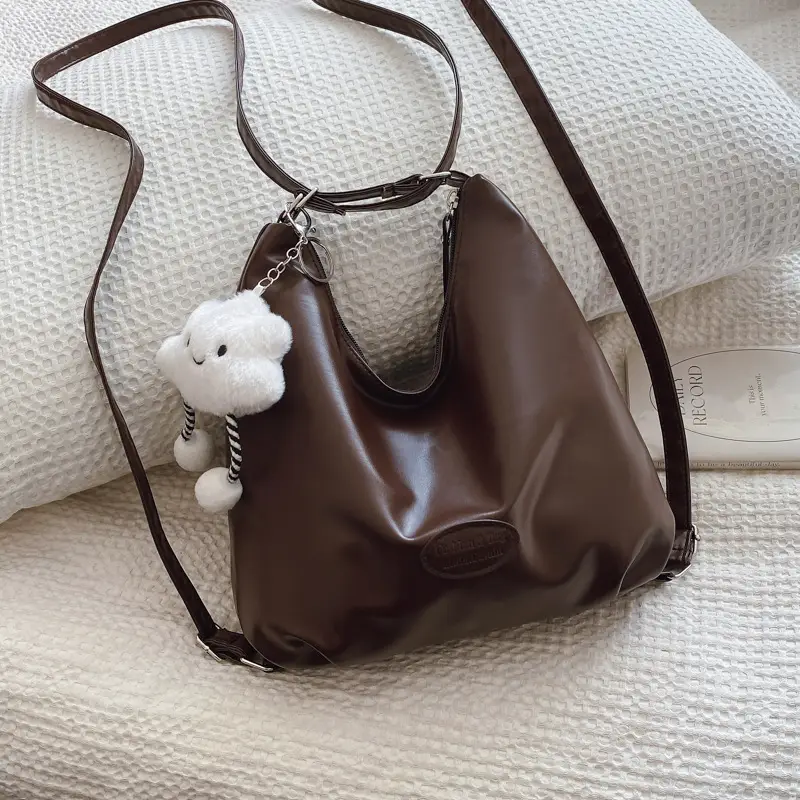 Japanese Style Tan Shoulder Bag with Adjustable Strap - Image 7