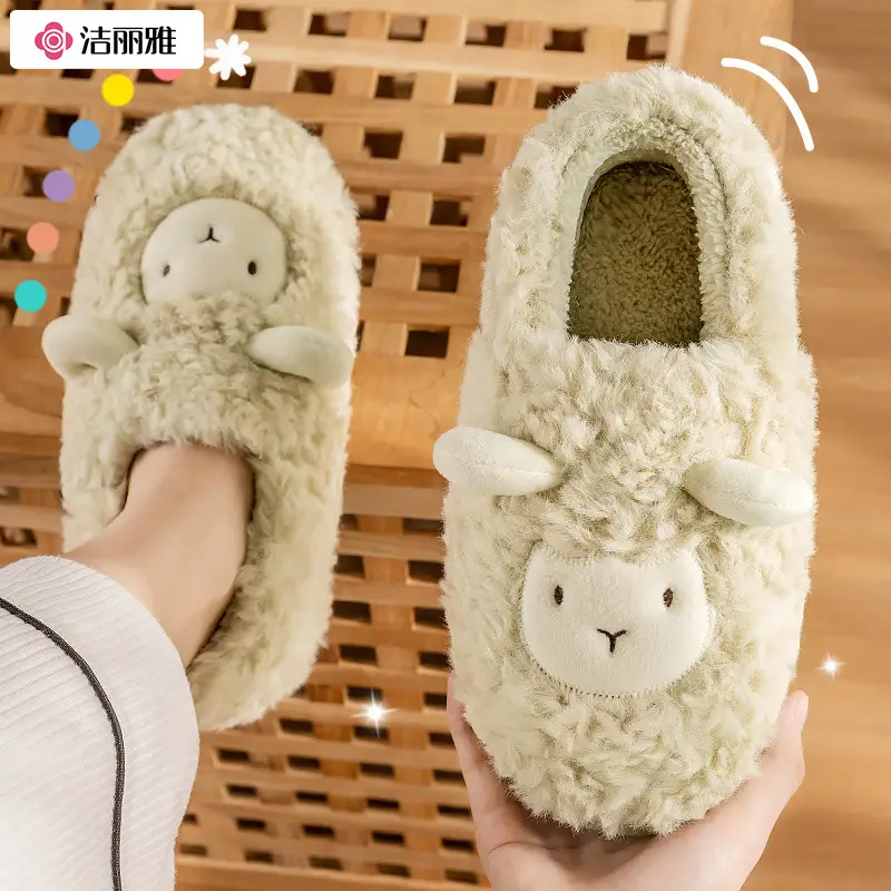 Jialiya Cotton Slippers for Women in Autumn and Winter with Heel 2025 New Home Indoor Warm Plush Outer Wear Cotton Shoes for Men - Image 11