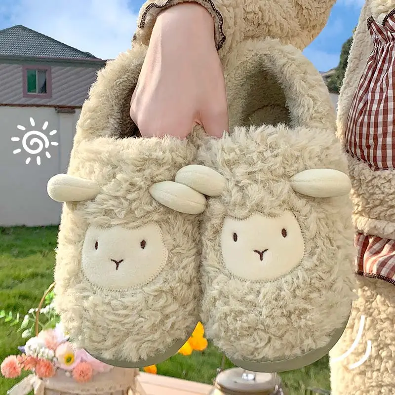 Jialiya Cotton Slippers for Women in Autumn and Winter with Heel 2025 New Home Indoor Warm Plush Outer Wear Cotton Shoes for Men - Image 13