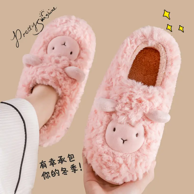 Jialiya Cotton Slippers for Women in Autumn and Winter with Heel 2025 New Home Indoor Warm Plush Outer Wear Cotton Shoes for Men - Image 4