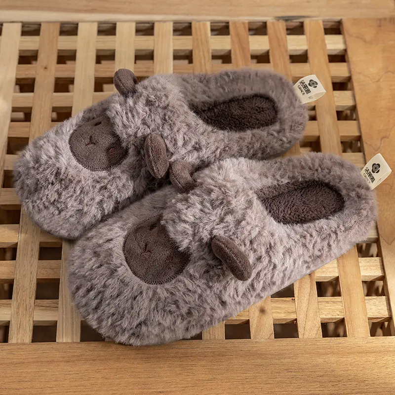 Jialiya Cotton Slippers for Women in Autumn and Winter with Heel 2025 New Home Indoor Warm Plush Outer Wear Cotton Shoes for Men - Image 7