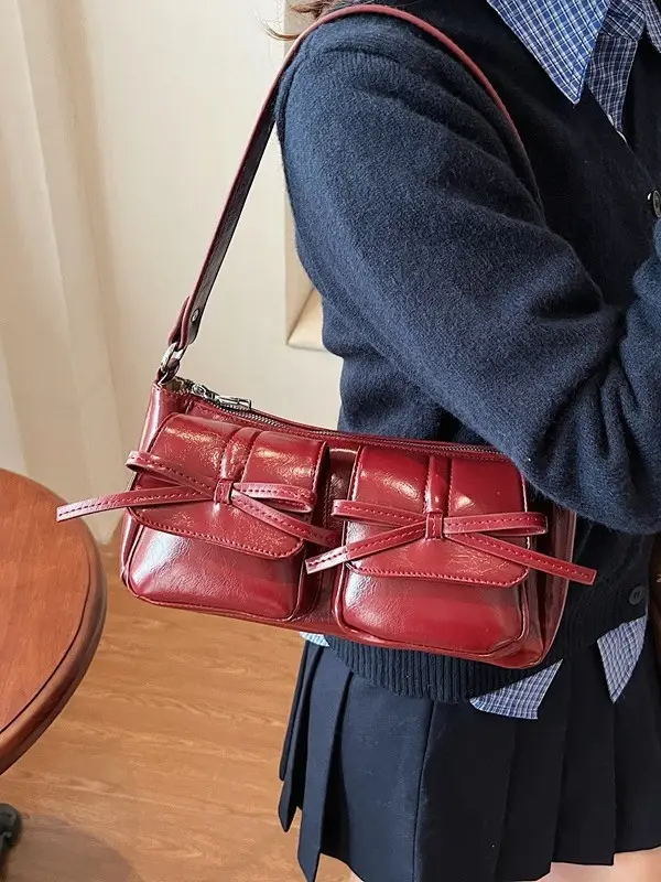 Women's Brown Bow Shoulder Crossbody Bag 2024