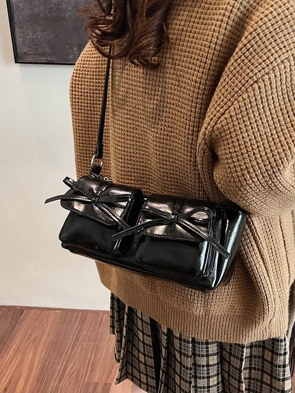 Women's Brown Bow Shoulder Crossbody Bag 2024