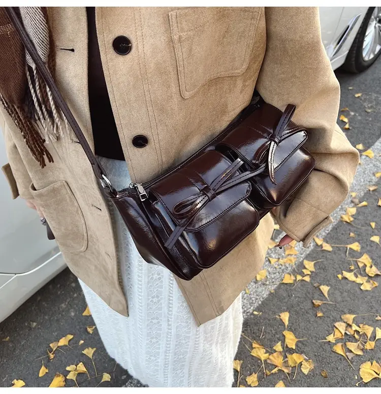 Women's Brown Bow Shoulder Crossbody Bag 2024 — feature 10